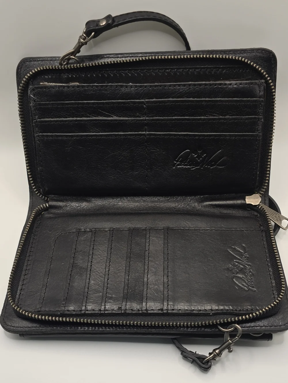 Patricia Nash Black Leather Women's Crossbody Wallet Bag